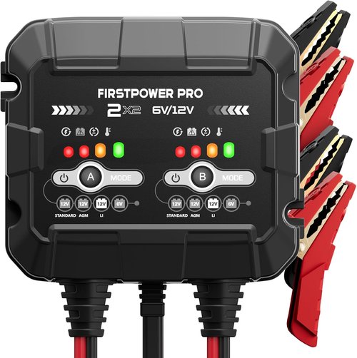 2-Bank Trickle Charger by [Brand Name] | 12V & 6V Automotive Battery Maintainer for Cars, Motorcycles & Lawn Mowers