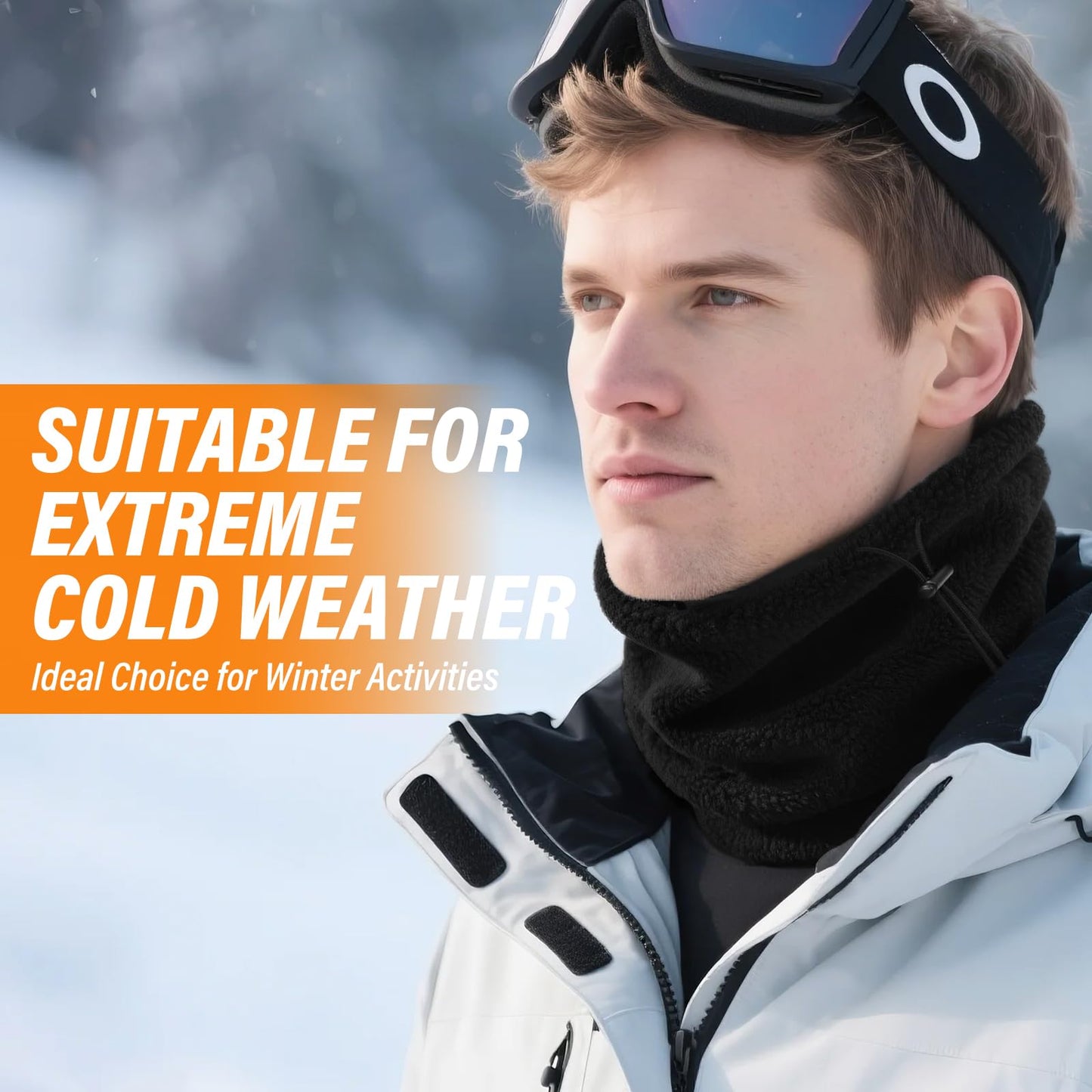 Dr.Warm Rechargeable Heated Neck Gaiter for Men & Women – Windproof Fleece Face Mask for Winter Sports, Running, Hiking, Cycling – Warm Battery-Powered Neck Warmer