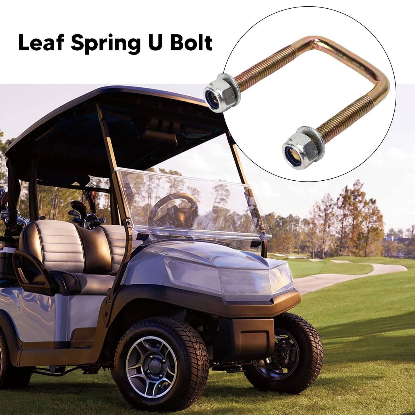 Acouto Leaf Spring U Bolts for EZGO 72029G01 72124G01 72124G01 72618G01 72618G01, 2pcs Leaf Spring U Bolts with Screw Nuts Steel Alloy for Cart TXT Workhorse Gas Electric