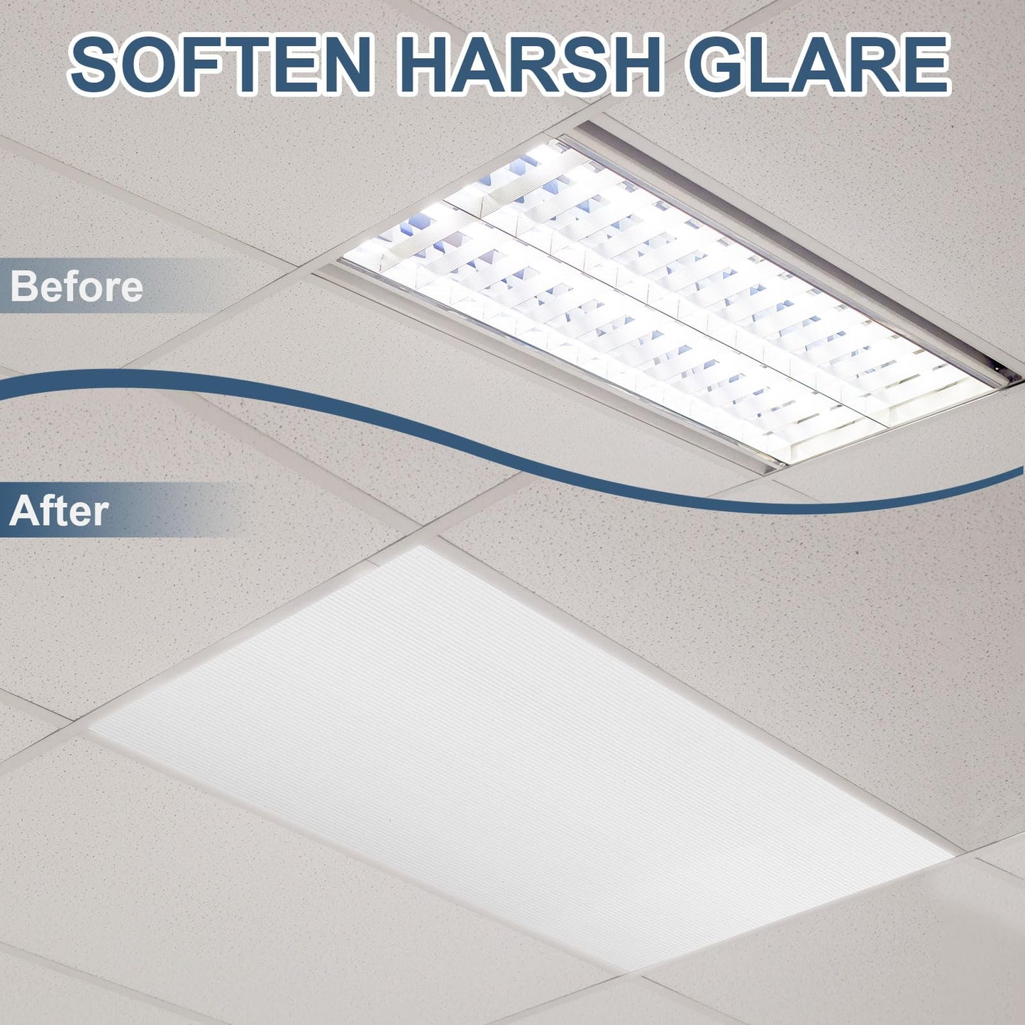 Pushglossy 4 Pack 23.75" x 47.75" Drop Ceiling Light Panel Diffuser Covers Fluorescent Lighting Panel Flat Sheet Polycarbonate Double-Wall Replacement Light Lens Cover with H Support