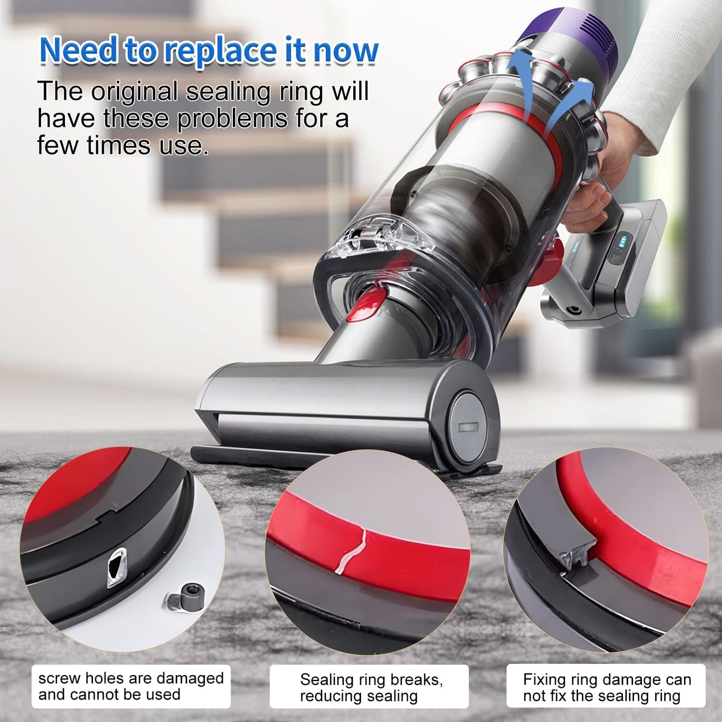 【NOT Universal】 Dust Bin Sealing Ring Only for Dyson V10 (SV12) Vacuum Cleaner Dirt Cup Part Dust Bucket Sealing Ring Replacement Part Cups Parts #969509-01 Not for V11 V12(V10 Slim) and Other Models