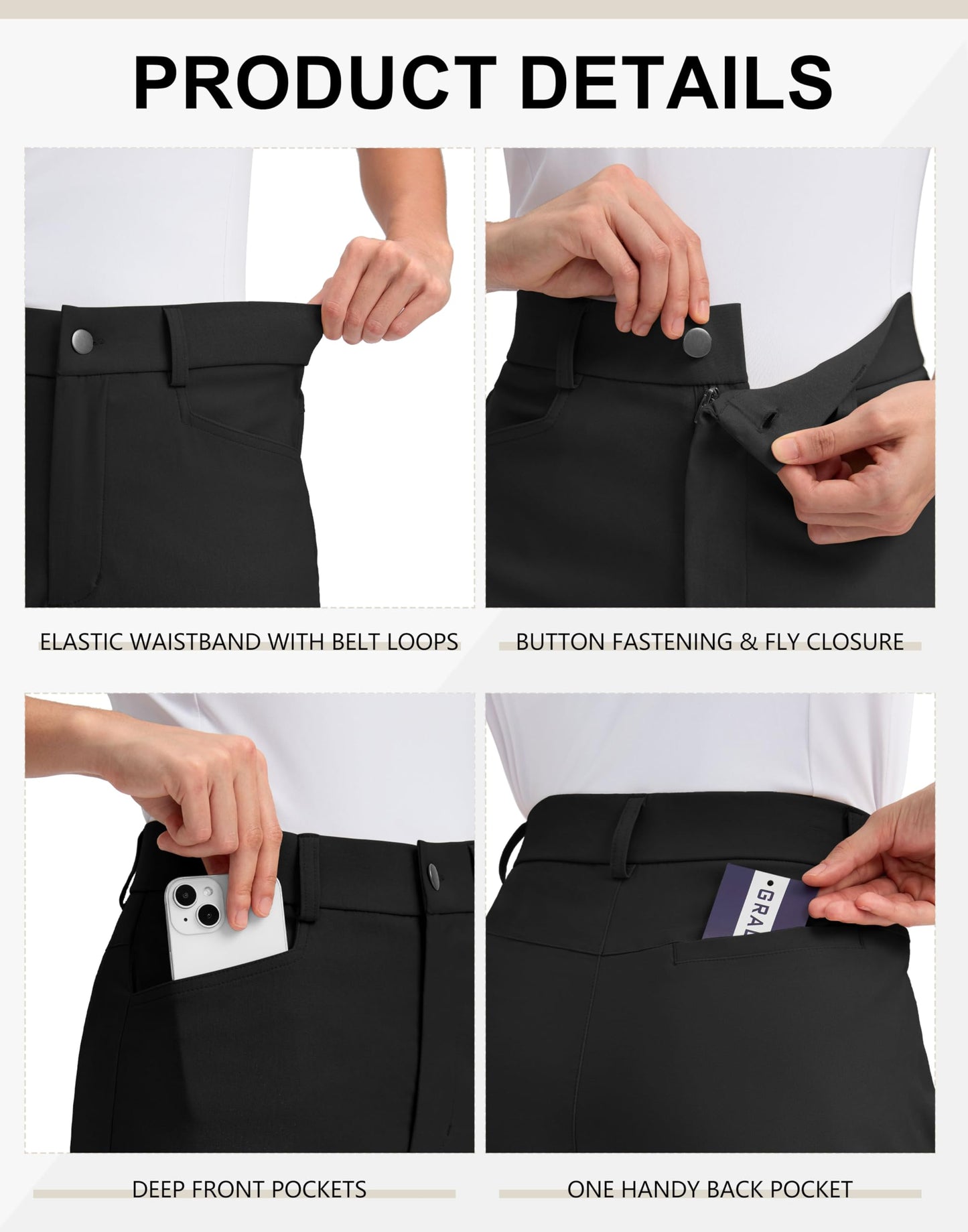 G Gradual 5" Women's Golf Shorts Stretchy Lightweight Outdoor Hiking Shorts with Pockets Shorts for Women Casual Summer, Black, Large