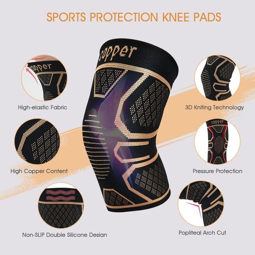 **Skiennix Copper Knee Braces - Medical Grade Compression Sleeves for Pain Relief | 2-Pack, 2XL**