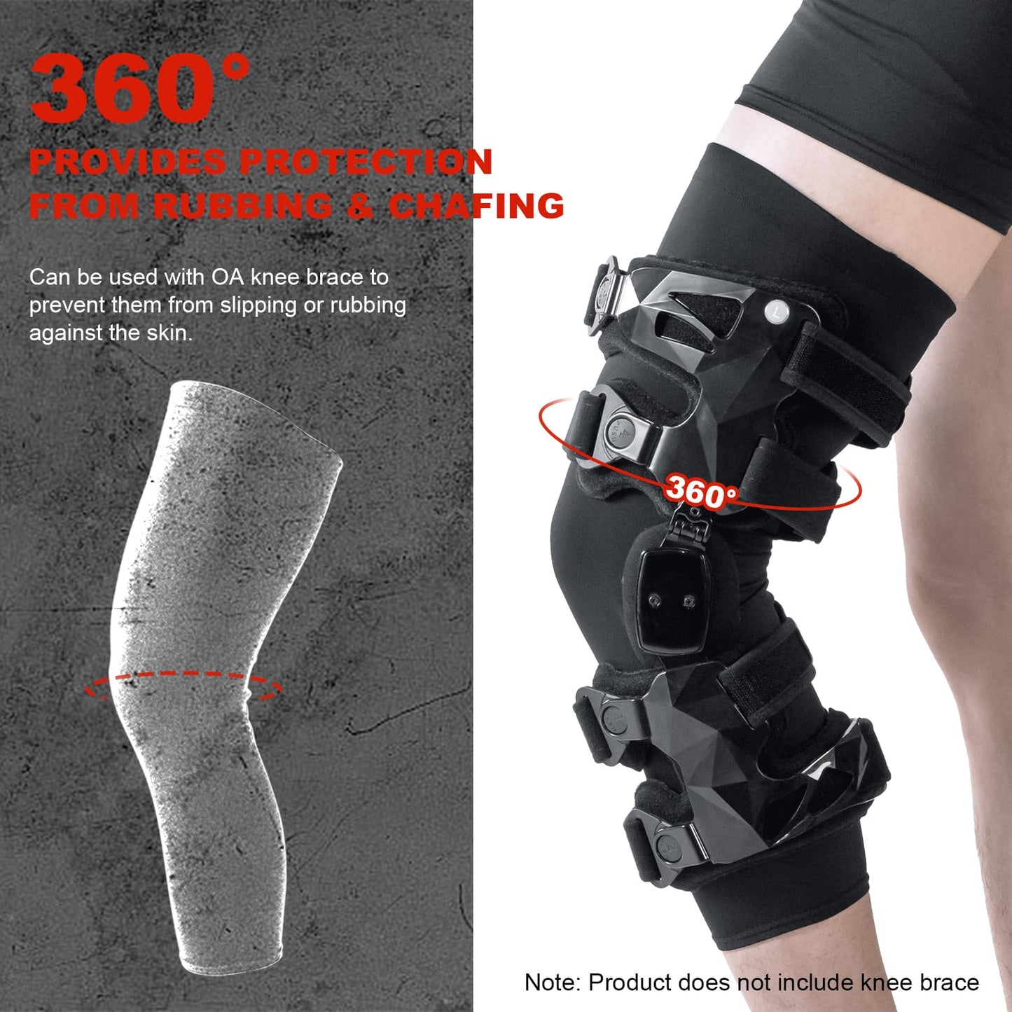 RISURRY Knee Brace Undersleeve - Knee Undersleeves for Women & Men Leg Undersleeve for Knee Brace, Closed Patella, L 2 Pieces
