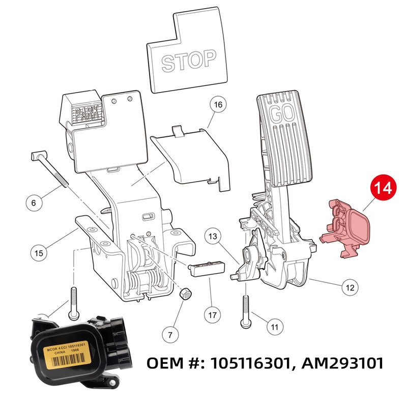 AIPSET MCOR 4 Golf Cart Throttle Potentiometer Accelerator Compatible with Club Car DS/Precedent/Carryall 2012-up Golf Carts, Replaces OEM# 105116301, Also Fit MCOR3 OEM# 103850401