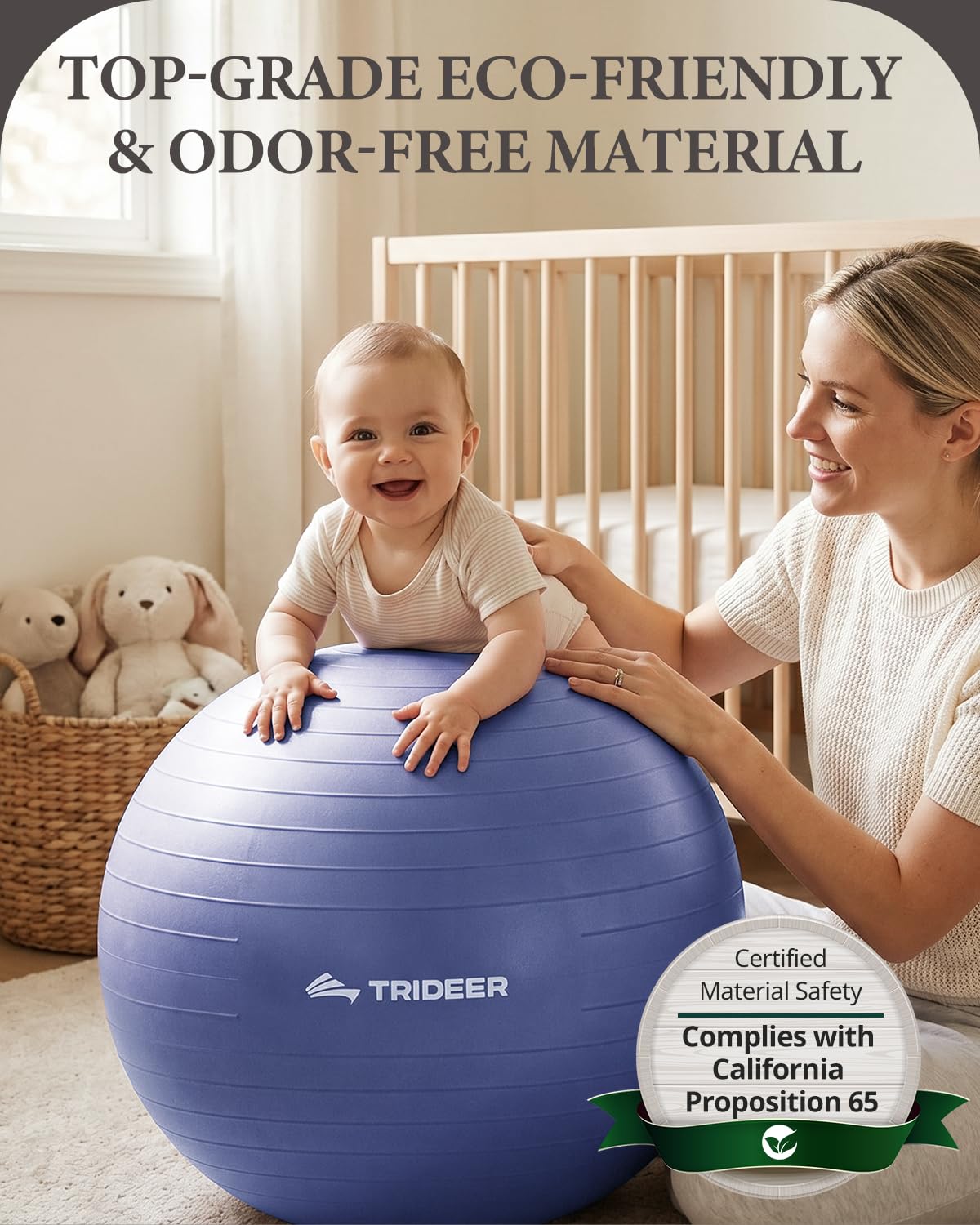 Trideer Exercise Ball, Stability Yoga Ball for Physical Therapy, Active Sitting, Pregnancy & Birth Labor Prep, Core Strength, Balance Training, Posture Improvement and Daily Stretching, 55/65/75cm
