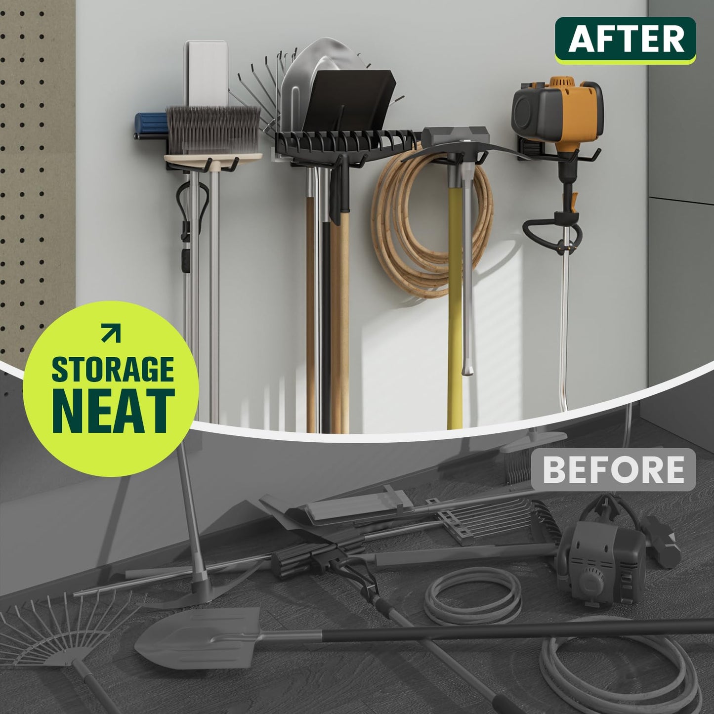 zacurter Wall Mount Garage Tool Organizer Storage Hook for Yard Shed, Garden Tool Holder Organizer Rack, Metal Garage Garden Tool Hanger for Lawn Organizer Holds Shovel,Rakes,Brooms,Hoses 4 Pack