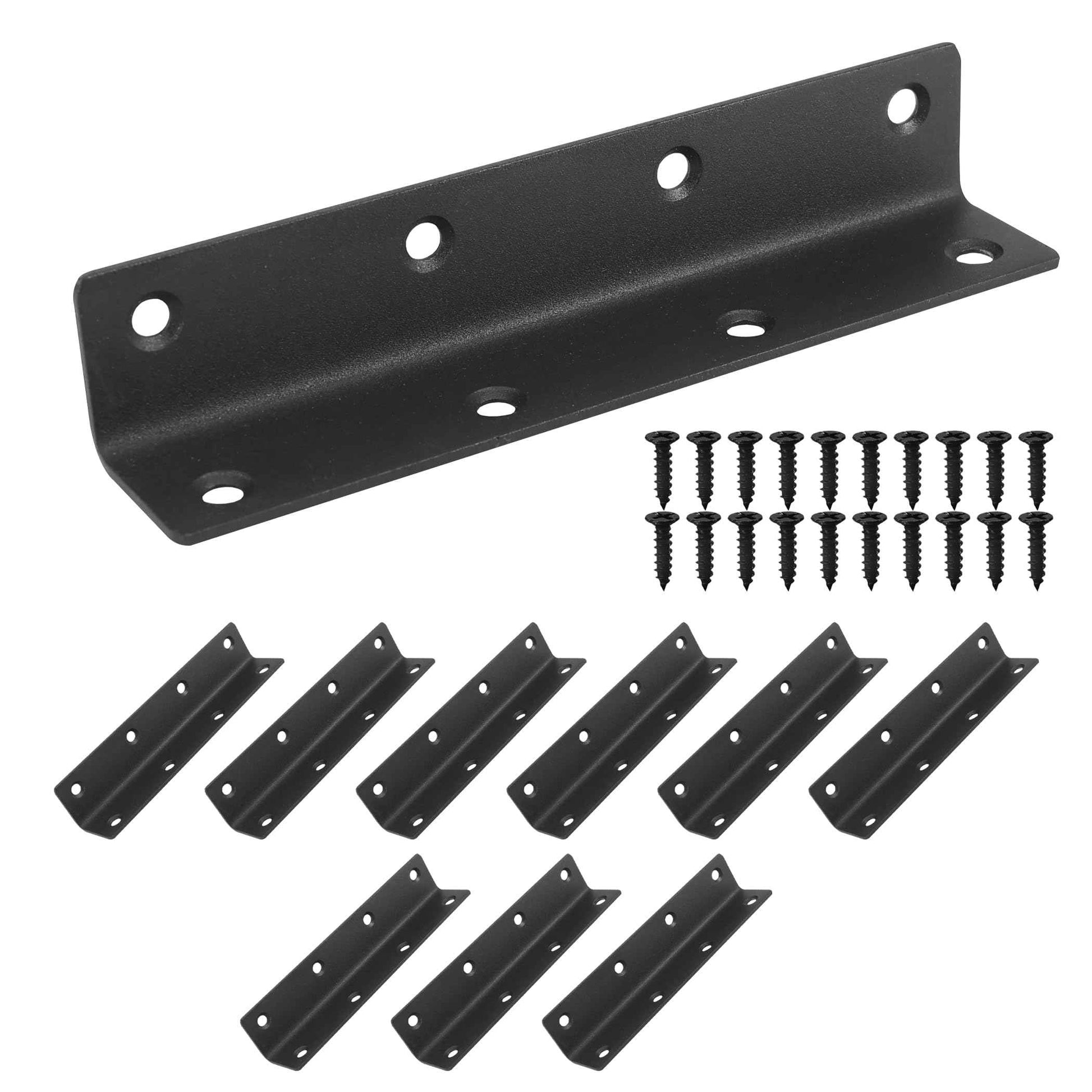 Redunest L Bracket, Heavy Duty Corner Brace, 10 Pack 5.51" Metal Shelf Bracket Angle Bracket for Shelves, Black Metal Braces for Wood, 140mm Overall Length