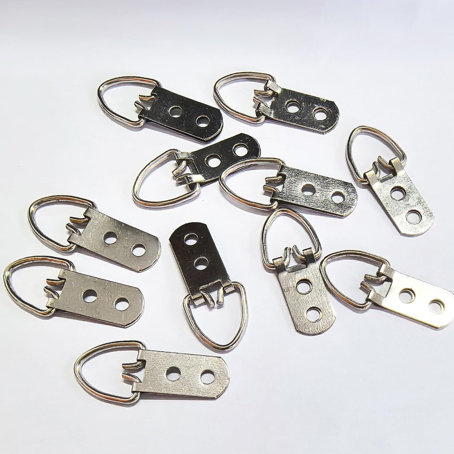 Quevaeco 50PCS D Ring Picture Hangers with Screws, 2-Hole Heavy Duty D Rings Frame Hooks for Picture Hanging, Photo Frames, Canvas, Mirrors, Artwork, and Decor Supplies