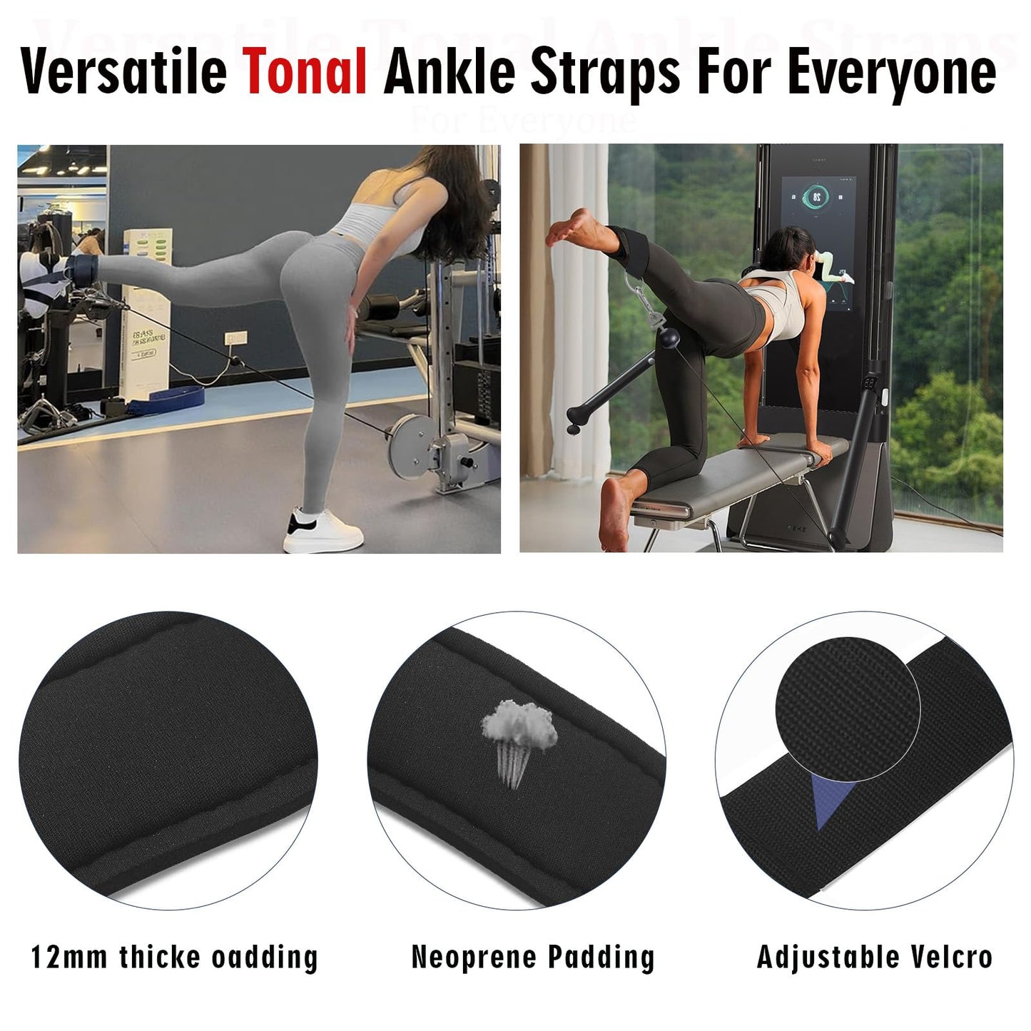Ankle Workout Straps for Tonal Gym Machine, Adjustable Ankle Strap Attachments for Tonal, with Special Tonal Adapter Accessory