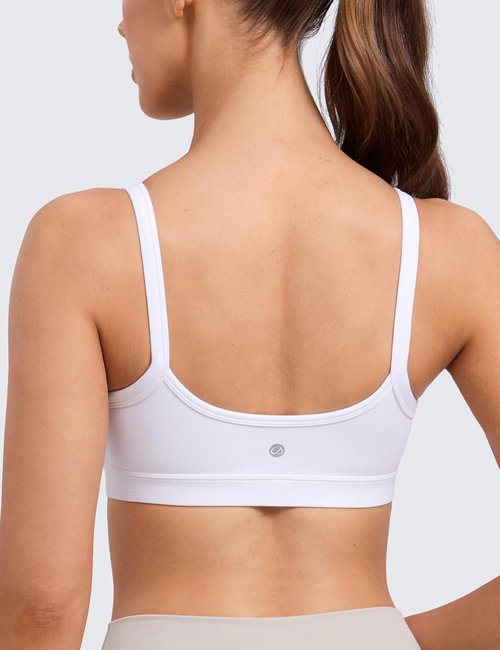 CRZ YOGA Sports Bra - Double Lined Scoop Neck with Spaghetti Straps | Non-Padded U Back Design