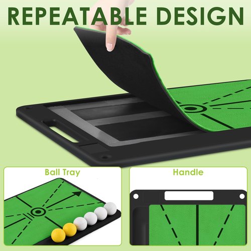BROTOU Golf Hitting Mat for Swing Detection, Path Feedback Golf Practice Mat, Premium Dual-Turf Training Mat, Golf Impact Mat for Indoor, Golf Accessories for Men Women