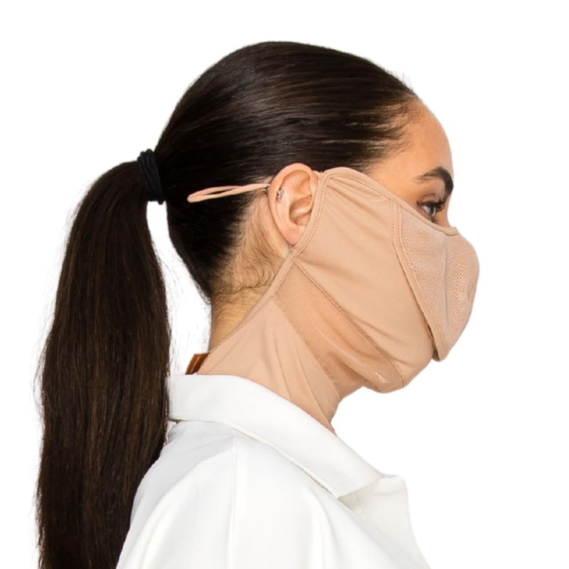 BAROBIRDIE Cooling Face Mask UVA UVB 99.9% Block Made in KOREA UV Protection Lightweight Breathable Outdoor Sports Mesh Adjustable Fit Golf Cycling Driving Gardening One Size (Skin)