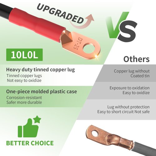 10L0L Golf Cart Battery Cables 4 Gauge for 36v & 48v EZGO TXT 1994-UP, AC/DC Wire Welding Battery Pure Copper Flexible Cable (14 inch x 5pcs, 25 inch x 2pcs)