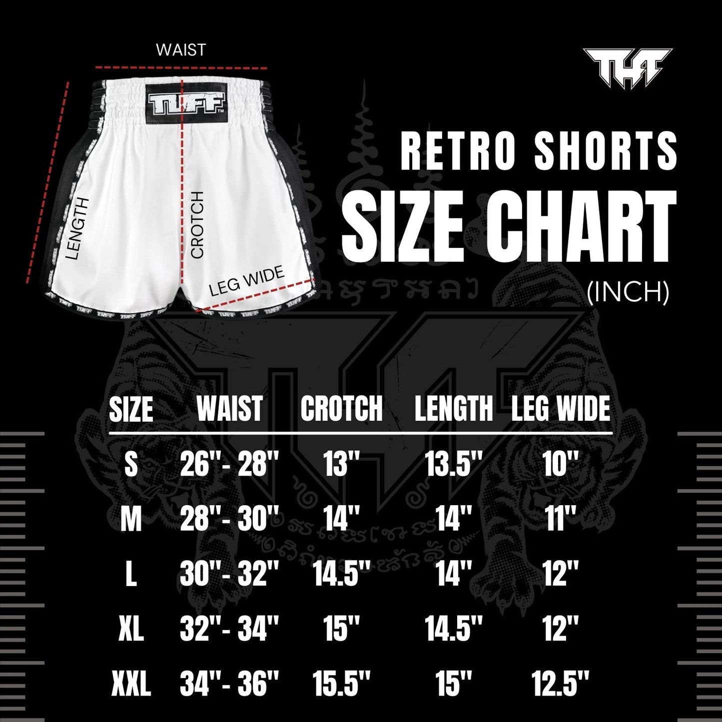 Tuff Sport Muay Thai Boxing Shorts Retro Styles Classic Slim Cut MMA Kickboxing Workout Set Clothing Training (TUF-RMS104-MTC, S)