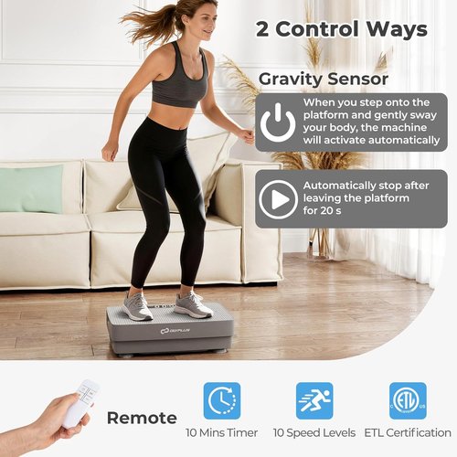 Goplus Vibration Plate | Full Body Exercise Machine for Lymphatic Drainage - Remote & LED Display