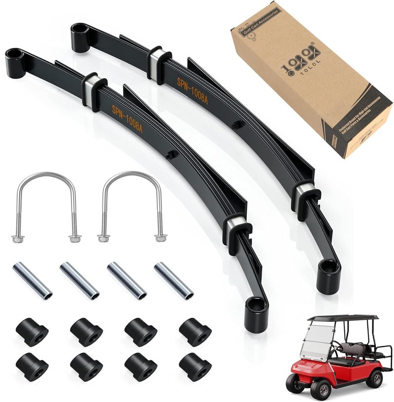 9.99WORLD MALL Golf Cart Heavy Duty Rear Leaf Springs Kit with Bushings & Sleeves, Replacement for Club Car DS 1982-Up Gas & Electric, OEM# 1014675, 1012303, 105583