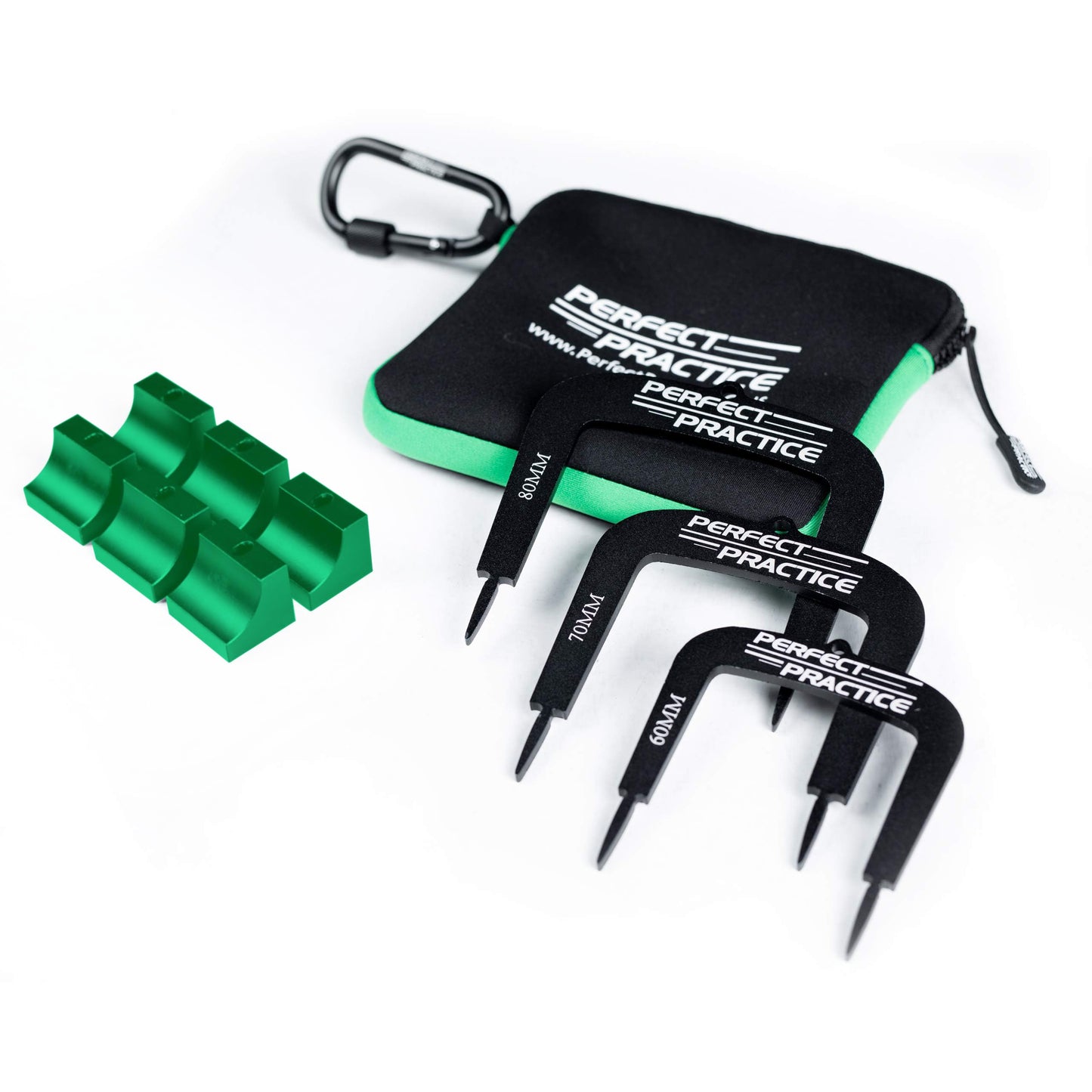 Perfect Practice Putting Gates (3-Pack) – Golf Putting Aid with Three Sizes to Improve Stroke – Detachable Legs, Carrying Case, for Indoor & Outdoor Practice - Golfing Gifts for Men