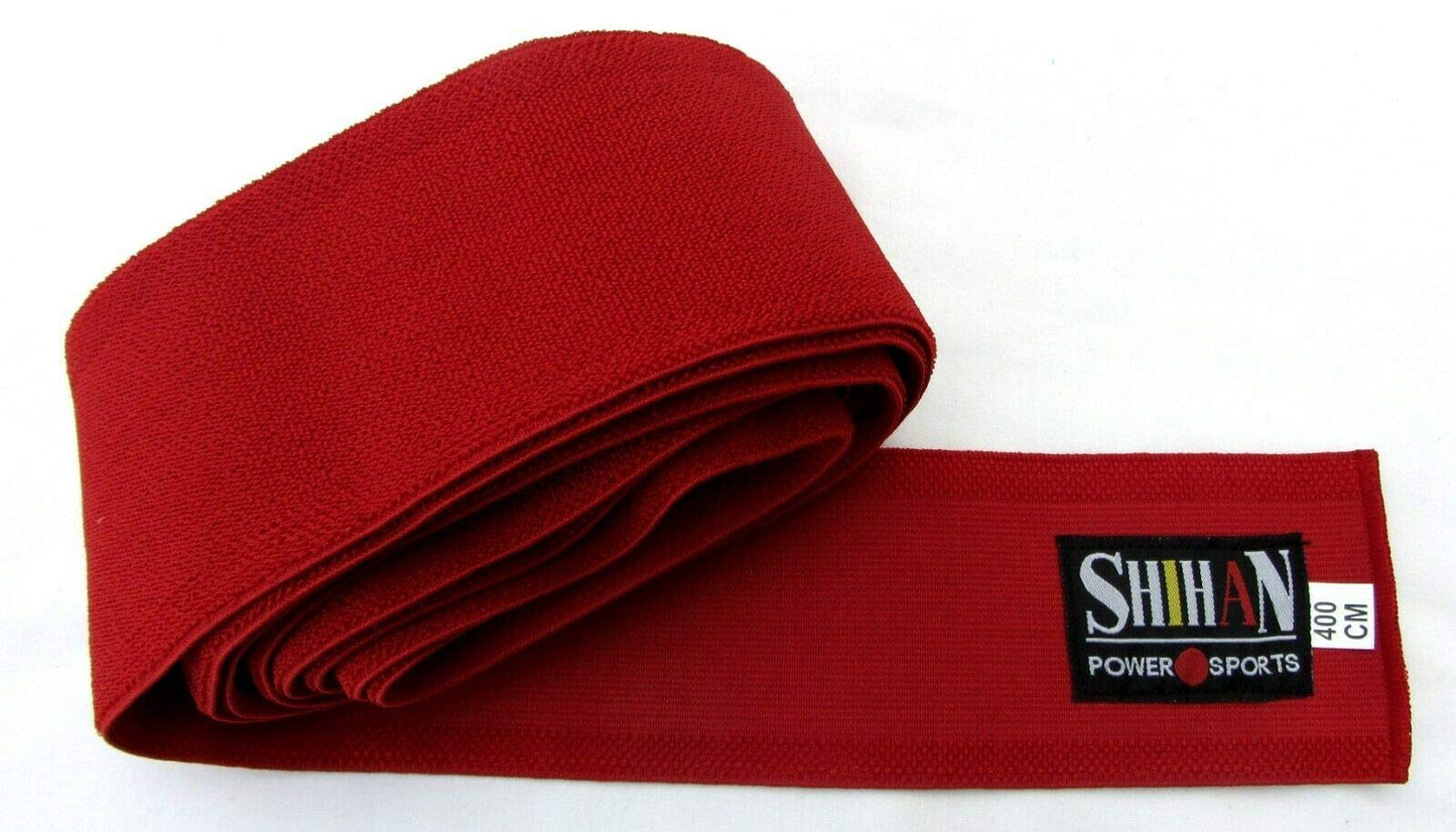 SHIHAN POWER SPORTS OBI Belt Stretchy Elasticated- Flexi 'AKA-RED ' OBI Belt Iaido- Kendo, Aikido RED Belt Takashi Japan Signature Range - 400cm x 8cm Easy Comfortable Fasten