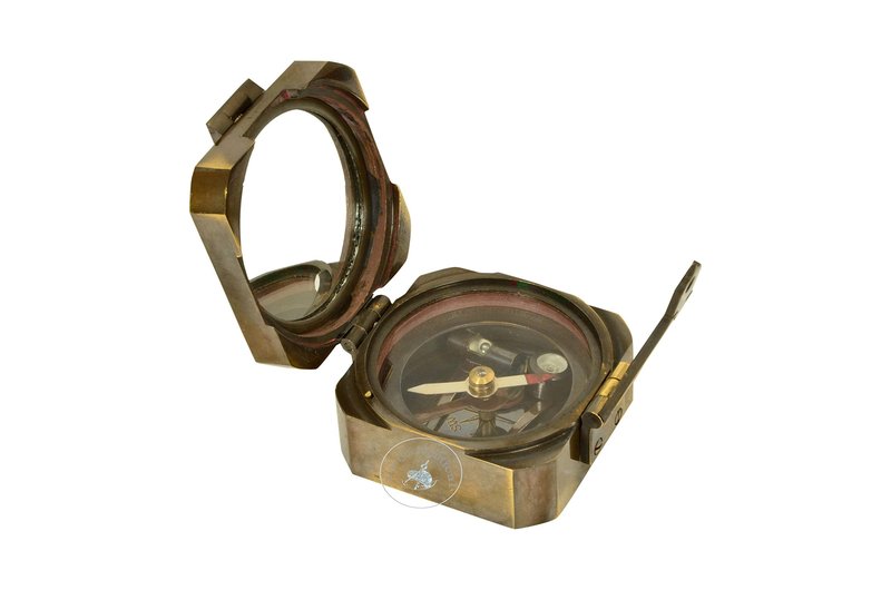 Aasiya Nautical Kelvin & Hughes Natural Sine Brass Pocket Compass – Vintage Mining Compass & Outdoor Navigation Tool