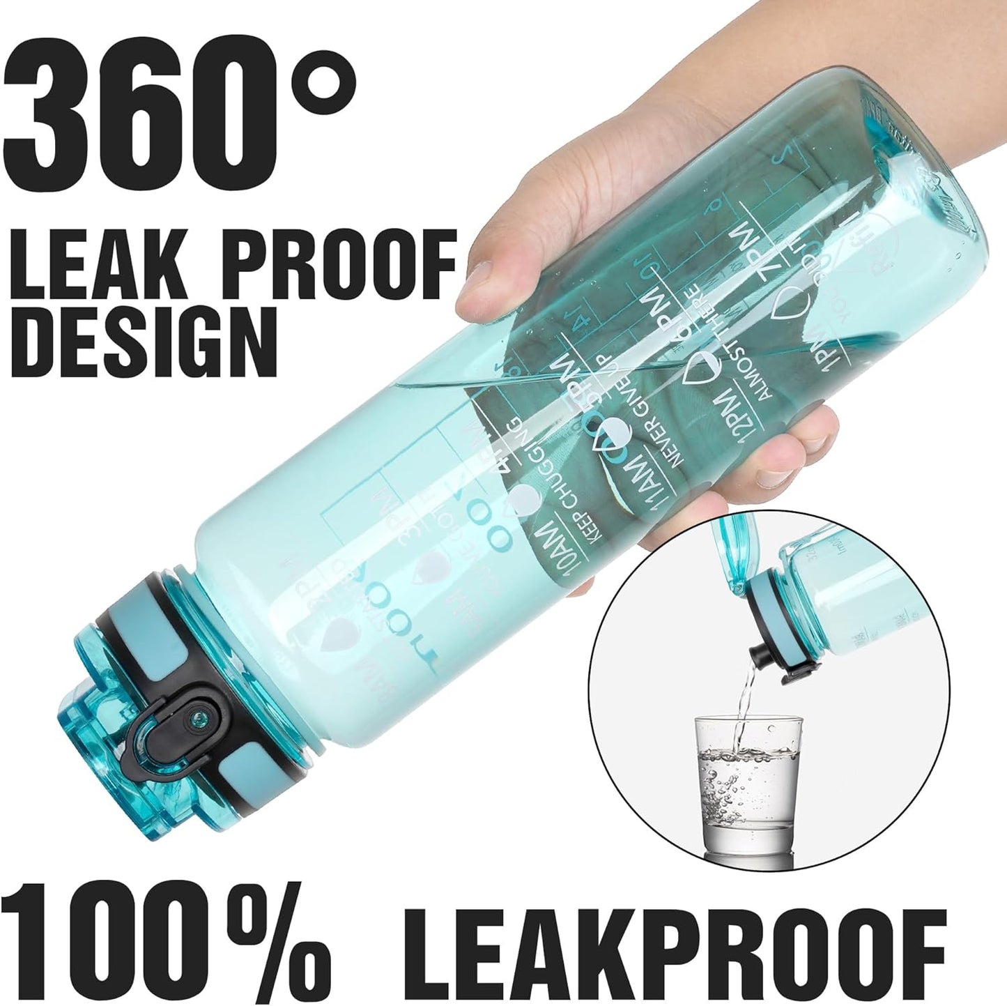 OLDLEY 32oz Motivational Sports Water Bottle - BPA Free, Leakproof Design with Time Marker | Perfect Gift for Men and Women