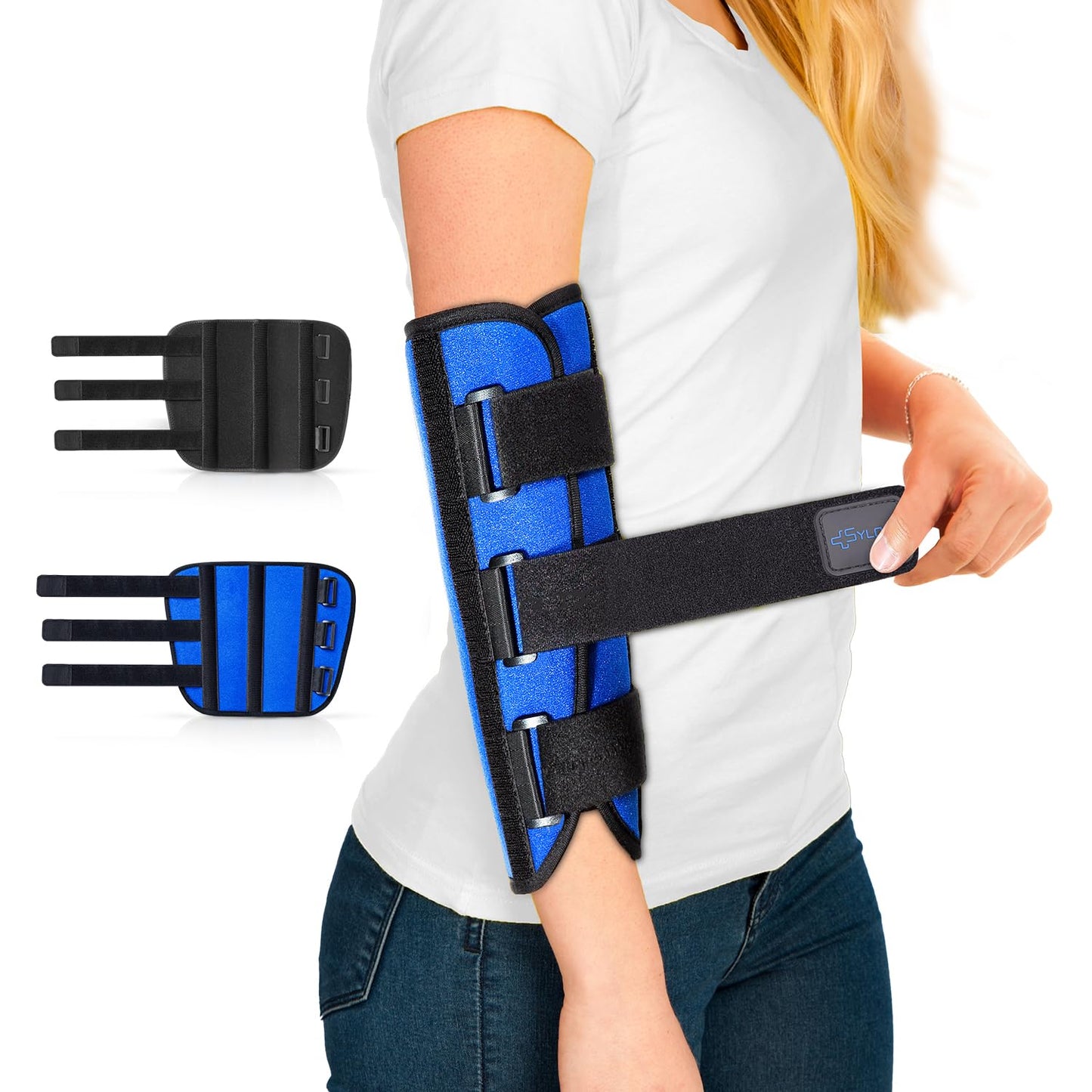 Elbow Brace for Ulnar Nerve Cubital Tunnel Syndrome for Women and Men, Arm Splint Left & Right Elbow Support Immobiliser for Straighten Arms to prevent Elbow Bending While Sleeping - L