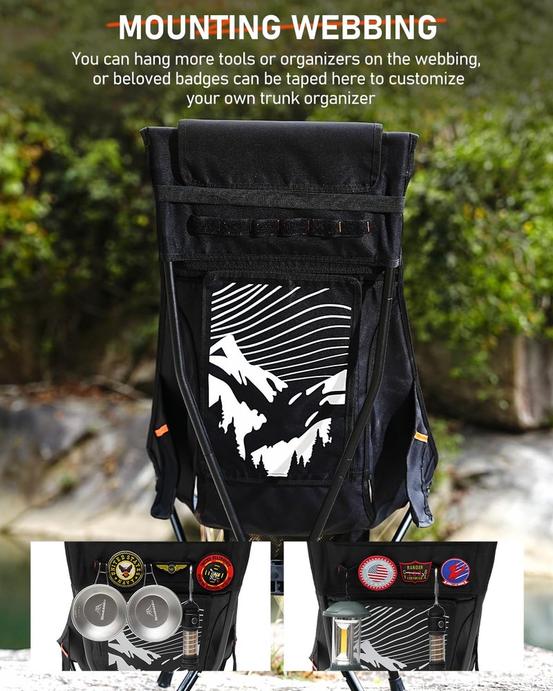 NOVSIGHT Camping Chairs - High Back Camping Chair with Adjustable Headrest and Feet, Lightweight Aluminum Frame, Breathable Mesh Folding Portable Camp Chair for Outdoor Hiking, Beach, Picnic