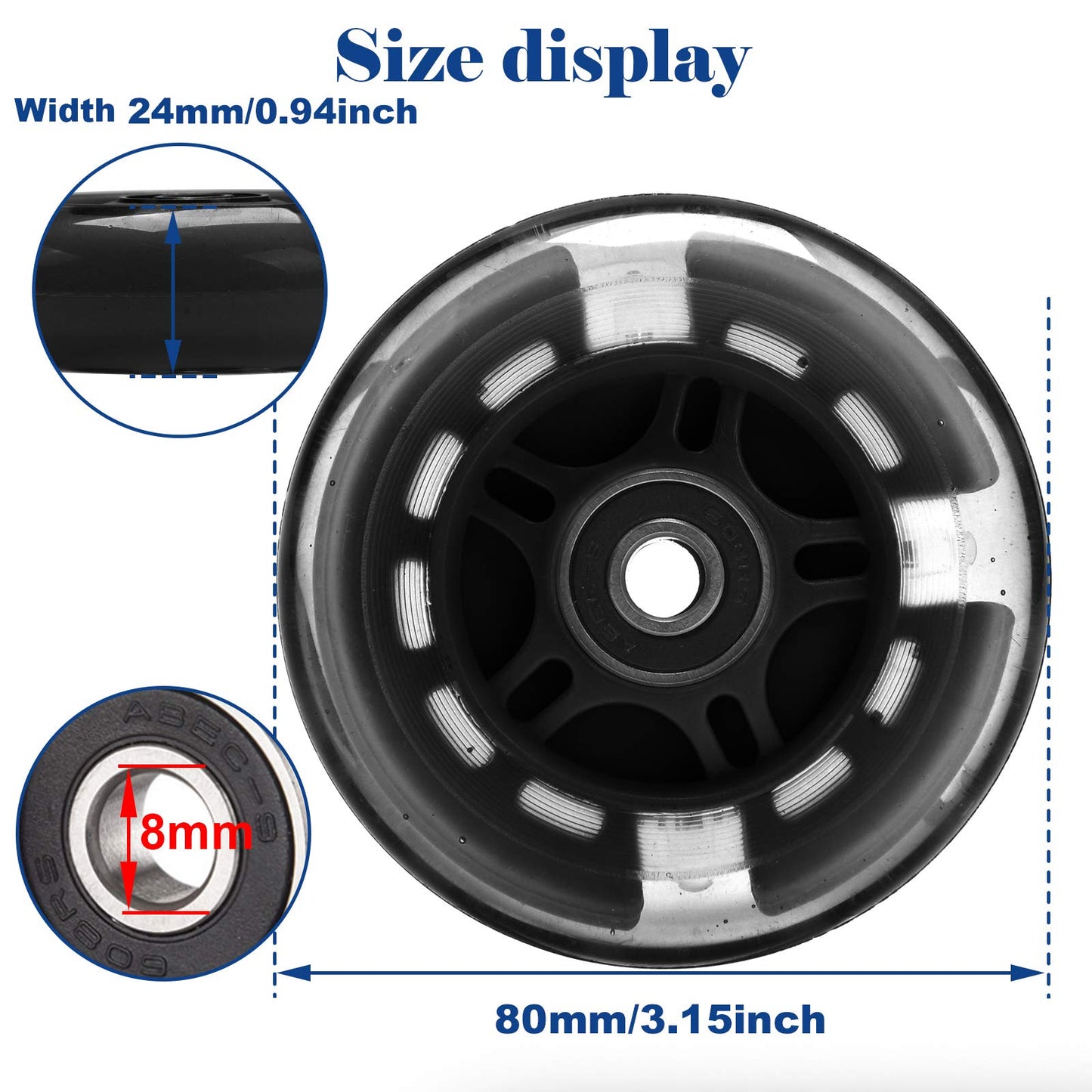 80mm x 24mm Flash Rear Wheel M8x65mm Screw Sets for Foldable Micro Mini 3 Wheel Kids Scooter Kickboard Axle Repair Tool (Black)
