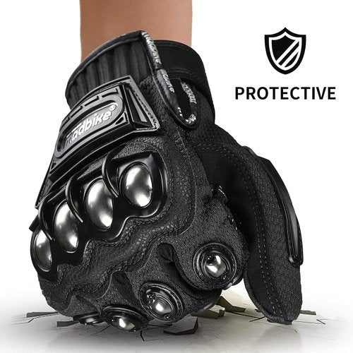ILM Motorcycle Racing Gloves - Alloy Steel Touchscreen Design for Enhanced Grip | Black Size M