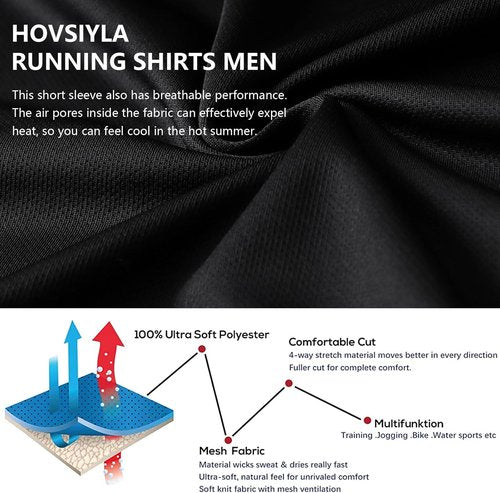 HovSiyla Men's Running Shirts - Dry Fit Athletic Tops for Cool, Breathable Workouts | 1/5 Pack