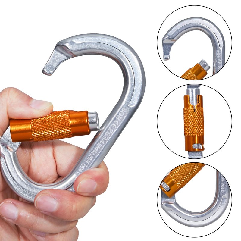 RESQT 22KN Auto Locking Climbing Carabiner Clips, Heavy Duty Climbing Carabiners Twist Lock, for Rock Climbing, Camping, Rappelling, Hunting, Rescue Equipment (22KN-3Pcs)