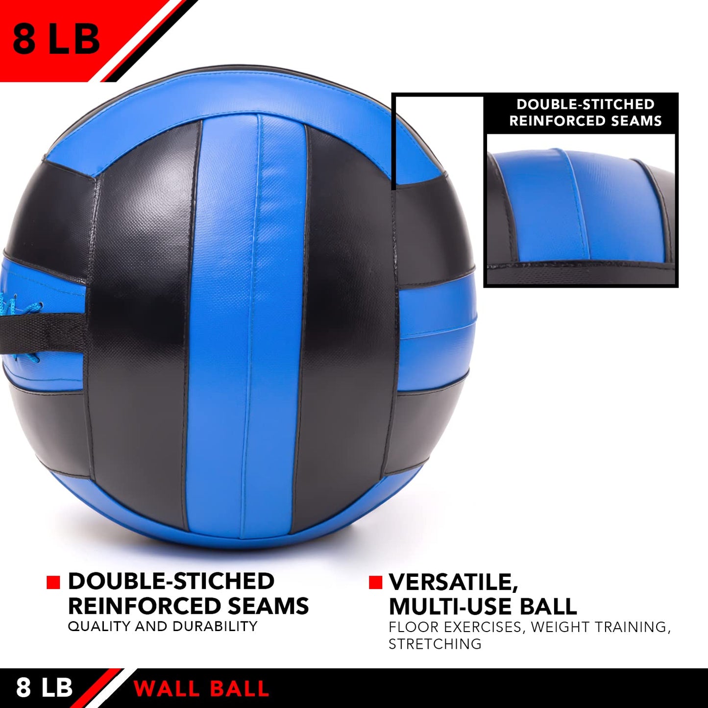 JFIT Wall Ball, 8 LB, Blue/Black