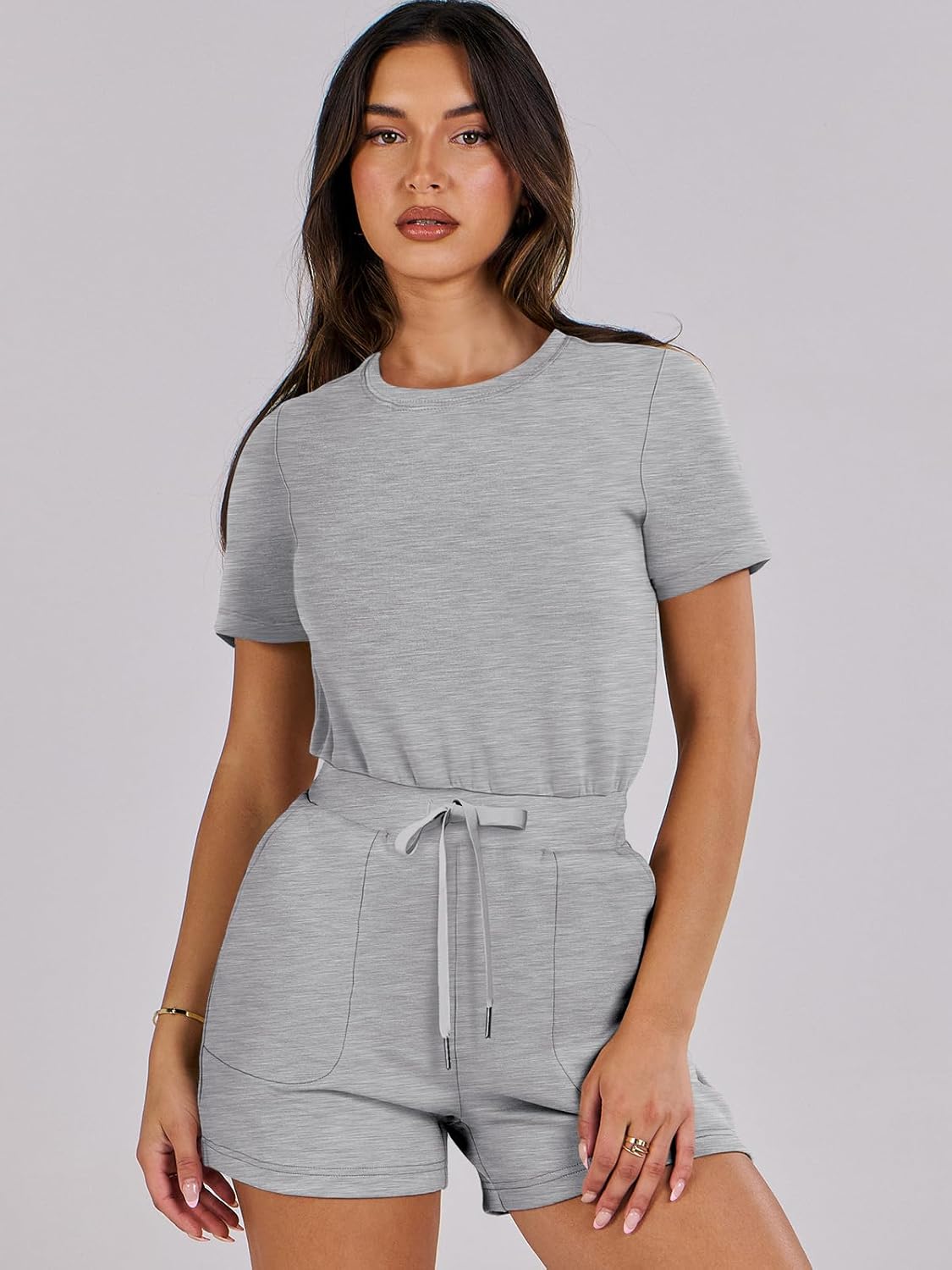 ANRABESS Romper for Women - Short Sleeve Summer Jumpsuit for Beach Vacation | Dressy Travel Outfit