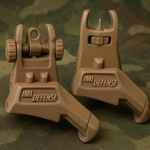 IMI Defense TFS Flip-Up Iron Sights - Polymer Backup Set with Dual Aperture & 45-Degree Offset (FDE)