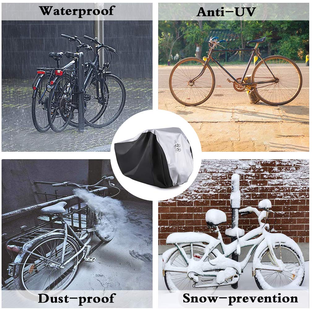 Maveek Bycicle Cover for 2 Bikes Waterproof Cycle Dirt Bike Outdoor Rain Dust Snow Water Wind Sun Resistant UV Protection Winter Summer Cold All Weather Indoor Garage Storage Road Mountain Bike