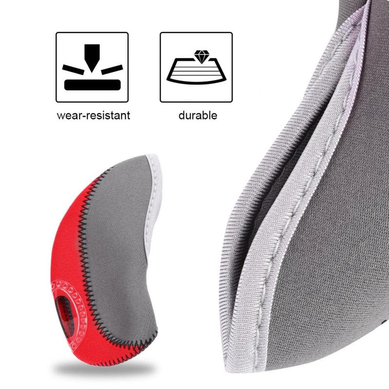 Neoprene Iron Cover, Dilwe 10 Pcs Putter Protector with Zipper, Long Neck, See Through Window, Golf Club Sleeve (Gray+Red)
