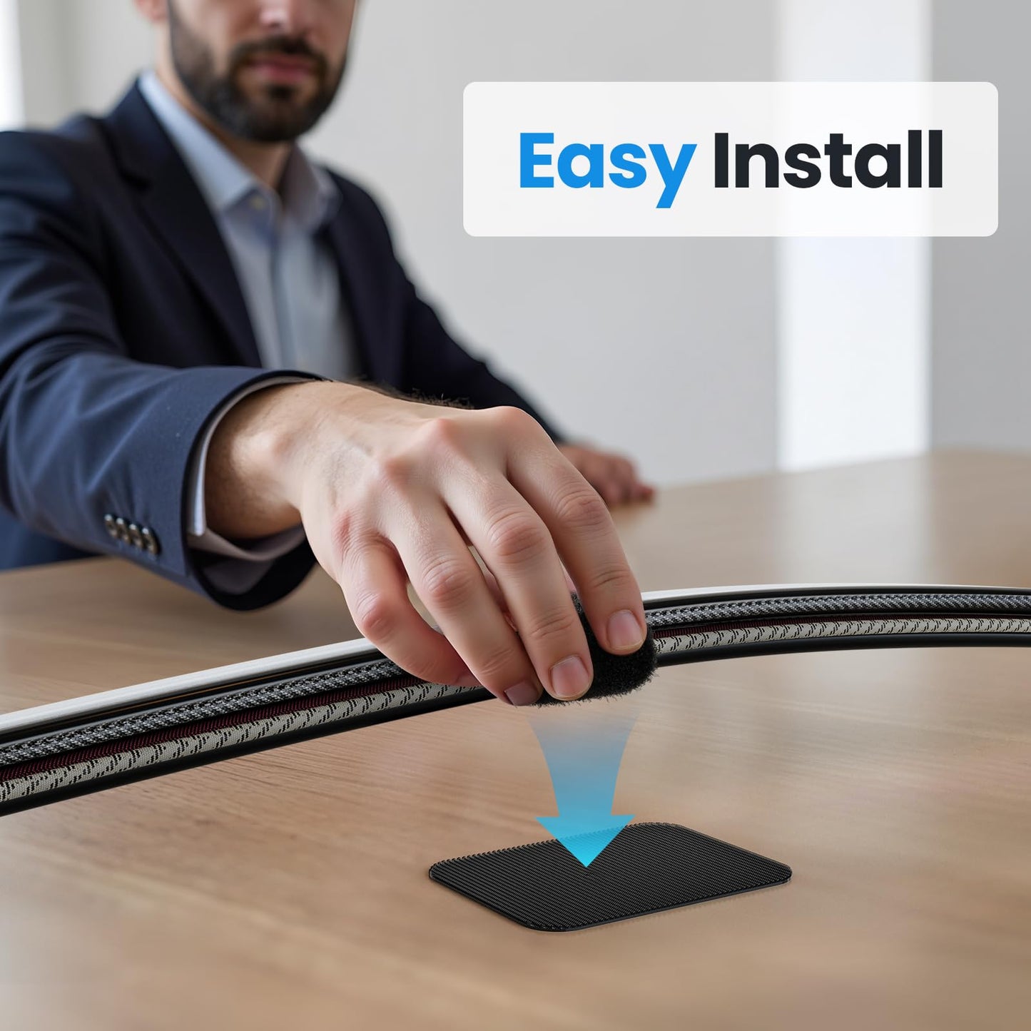 Cable Management Under Desk, 【Up to 15 Cord】【Enhanced Wire Holder】 Cord Organizer, Adjustable Hook and Loop Cable Ties, Reusable Cord Holder, Cable Hider Clips Under Table, 20 Pair