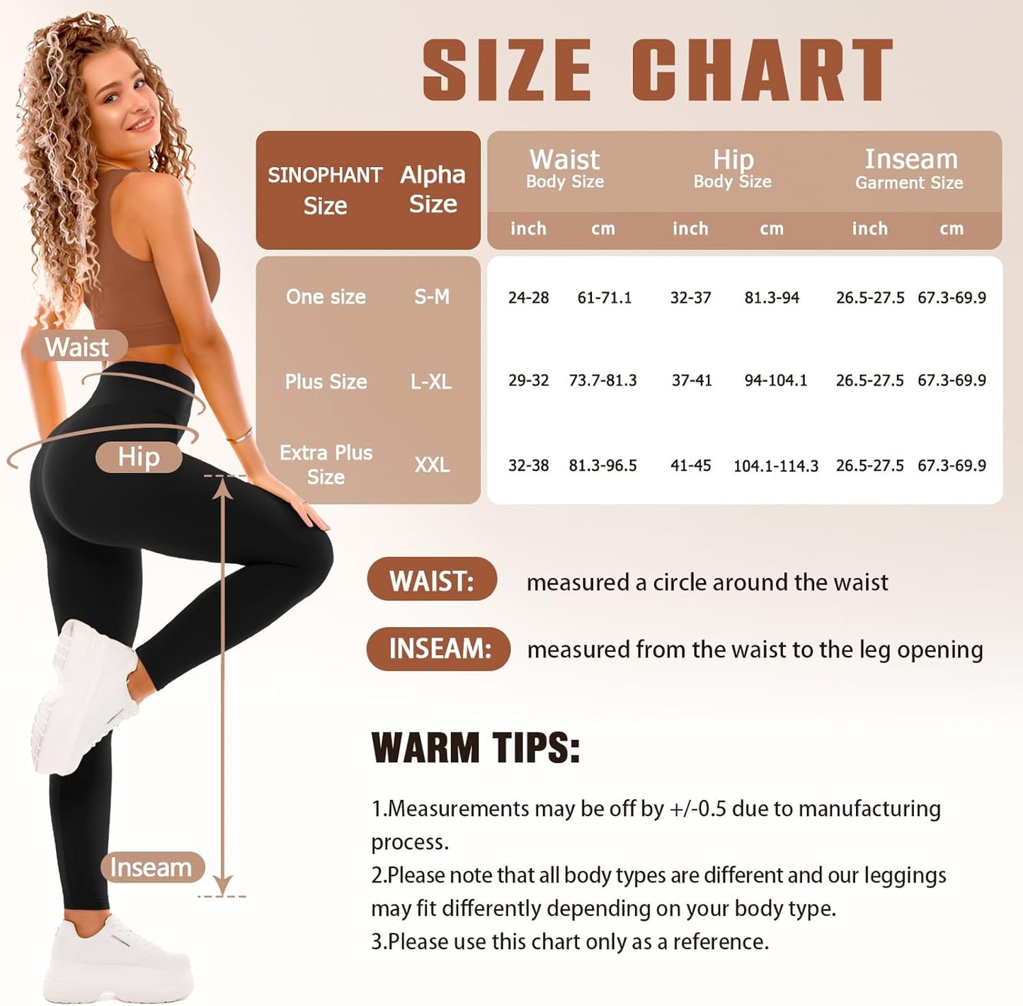SINOPHANT Leggings for Women - Buttery Soft High Waisted Full Length Capri Yoga Pants | 4 Pack