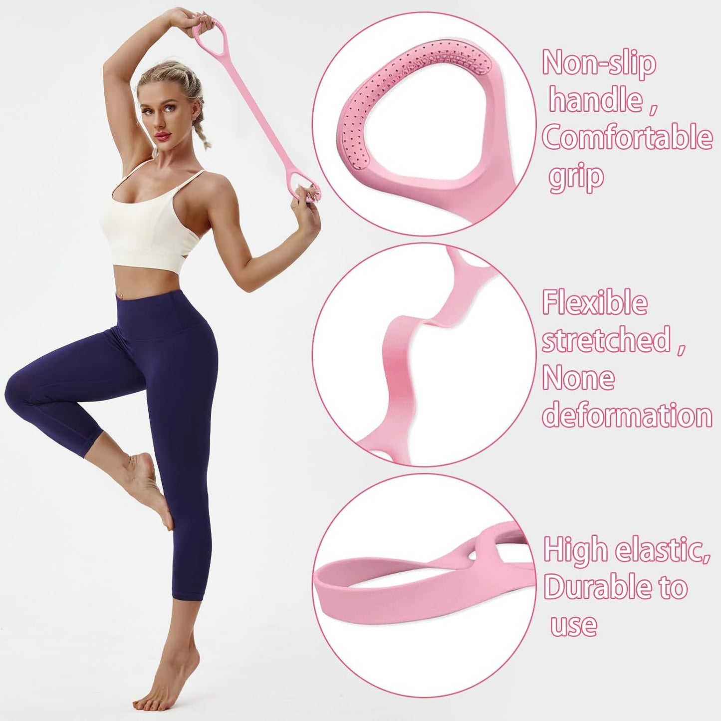 Skiennix 6 Pcs Figure 8 Resistance Bands - Versatile Yoga & Pilates Stretching Equipment for All Fitness Levels