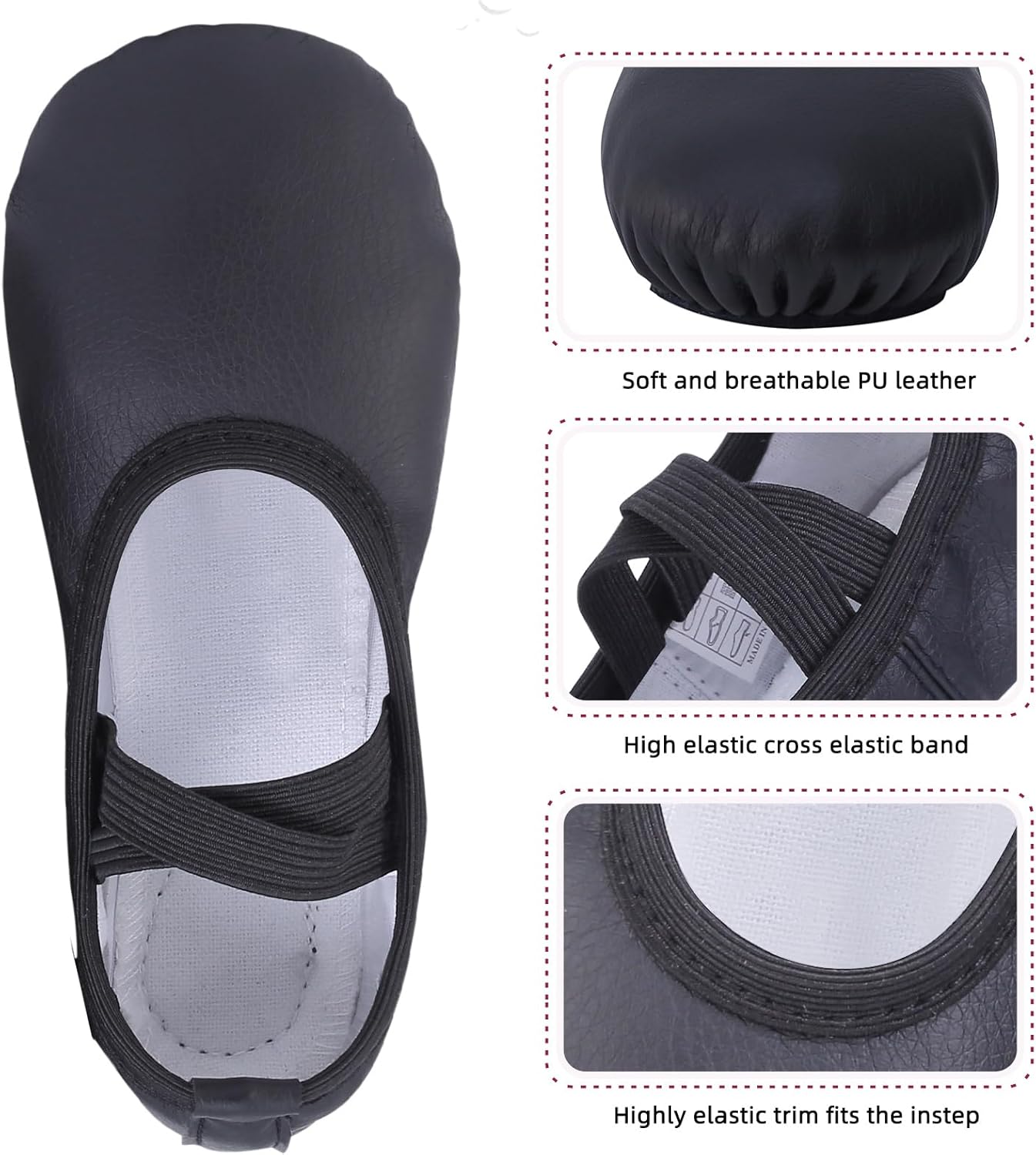 Skiennix Girls Ballet Shoes - Soft Leather Slippers for Toddlers, Little Kids & Big Kids