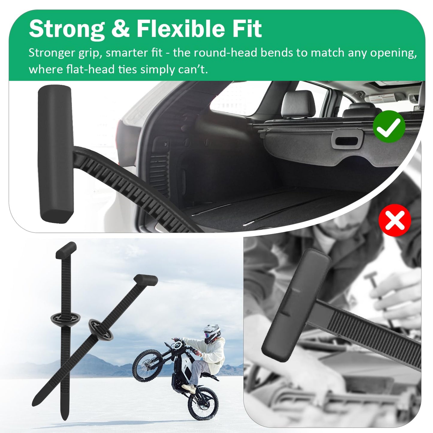 100PCS Nylon Universal Cable Tie Buckle with Dual-Side Gear, Foldable Quick Fix Heavy Duty Zip Ties with Pin & Button, Strong Easy Use Multipurpose Cable Tie Buckle Zip Tie for Car Daily Repair