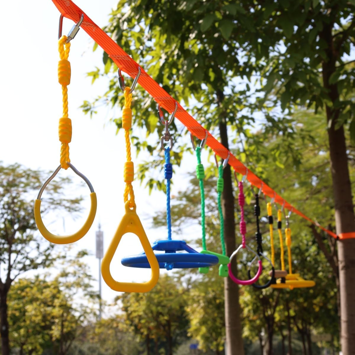 Skiennix Climbing Gymnastic Rings for Kids - Durable Obstacle Course Set for Outdoor Play