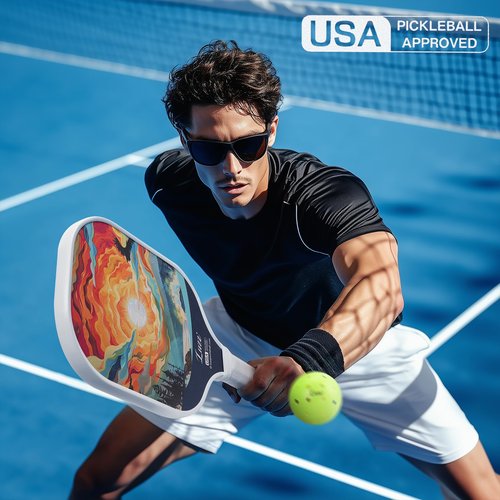 Luzz Carbon Fiber Pickleball Paddles, Sandblasted Surface USAPA Approved Pickleball Rackets for Beginners Increased Spin Control Pickle Ball Paddle Set for Men,Women,Pros,Adults,Sunset
