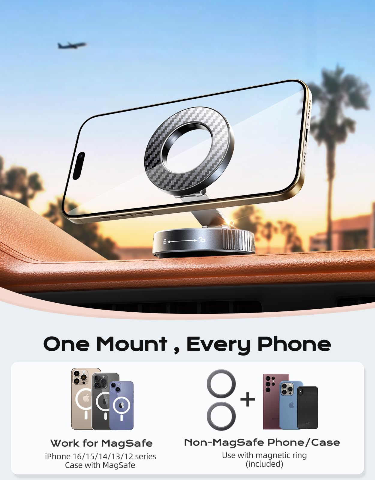 Viccux 2026 Upgraded Vacuum Magnetic Phone Holder for Car, 89LB Suction