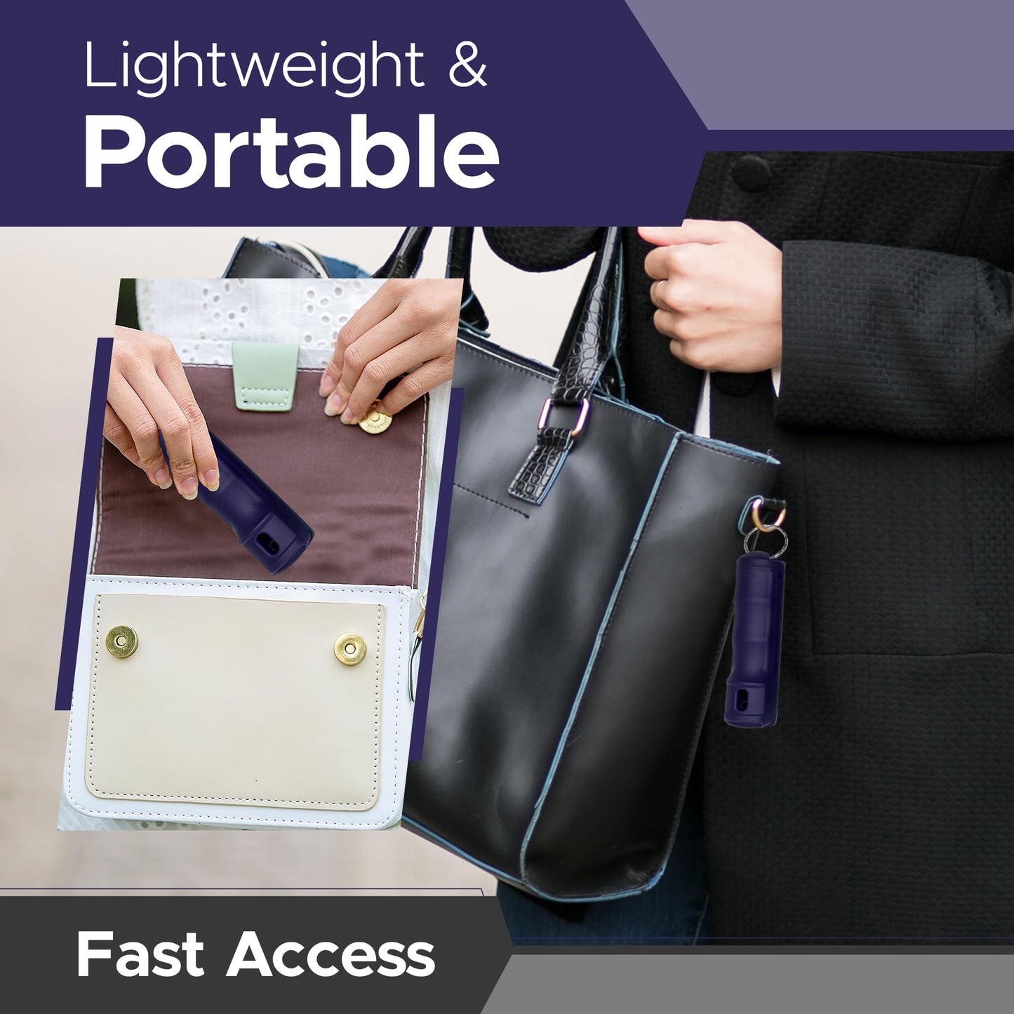 FURY Fliptop Hardshell Pepper Spray, 12ft Range, UV Dye Identifier, Police Strength, Made in USA, Stylish Multicolor, Self Defense, Safety Gear, Quick Access Flip Top (Purple)