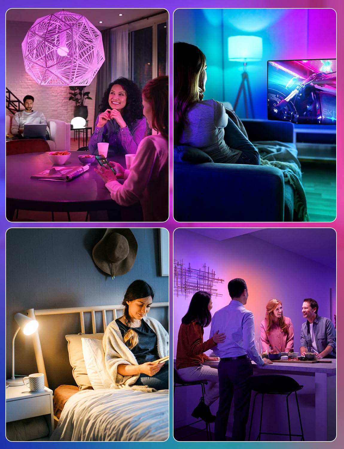 Brightever Smart A19 LED Light Bulbs, 60W Equivalent 800LM Color Changing E26 9W Bluetooth Light Bulbs with Remote Control, 16 Million DIY Colors RGBWW, Music Sync, 2-Pack