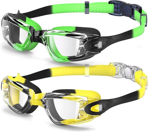 Braylin Kids Swim Goggles - 2-Pack Adjustable Swimming Goggles for Boys and Girls