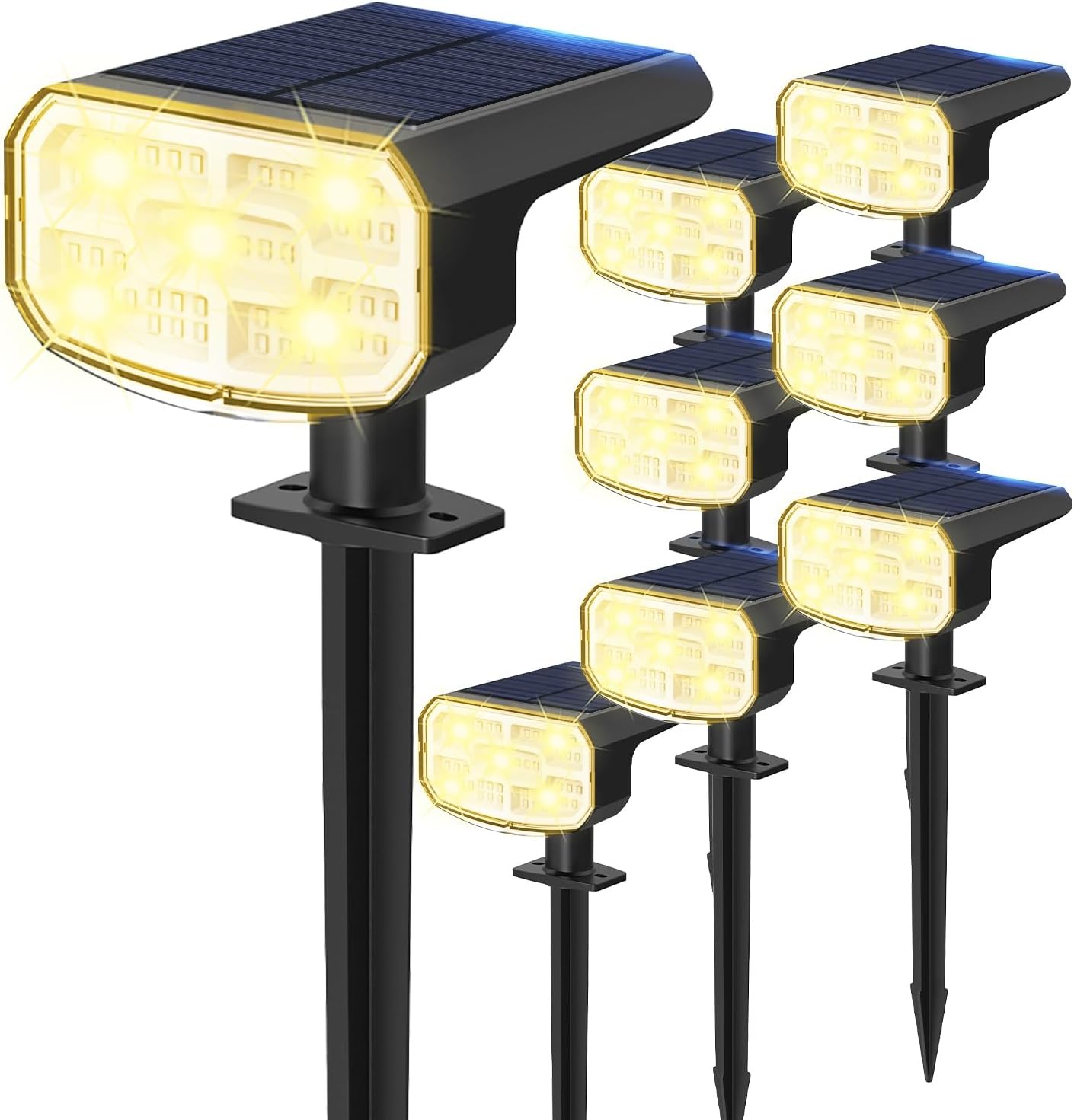 Super Bright Solar Spot Lights - 6 Pack, Waterproof IP65, 2 Color Temperatures, 4 Modes for Outdoor Landscape