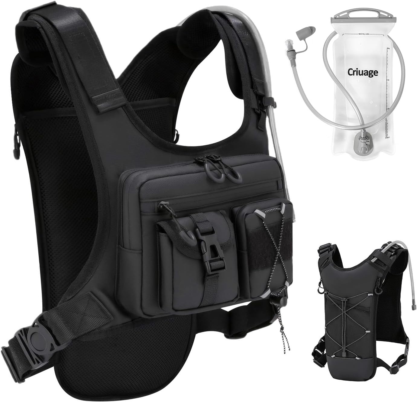 USA Original Patent Hydration Vest Backpack - Lightweight 2.0L Water Bladder Daypack for Hiking & Running