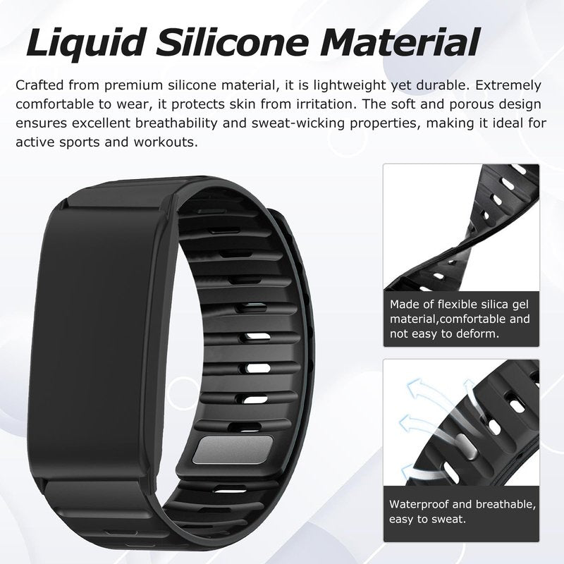 PONATTENO Replacement Band Compatible for Whoop 4.0, Soft Silicone Strap with Protective Case Bands, Waterproof Breathable Sport Watch band, Quick Release Magnetic Buckle Watch Band (Black)